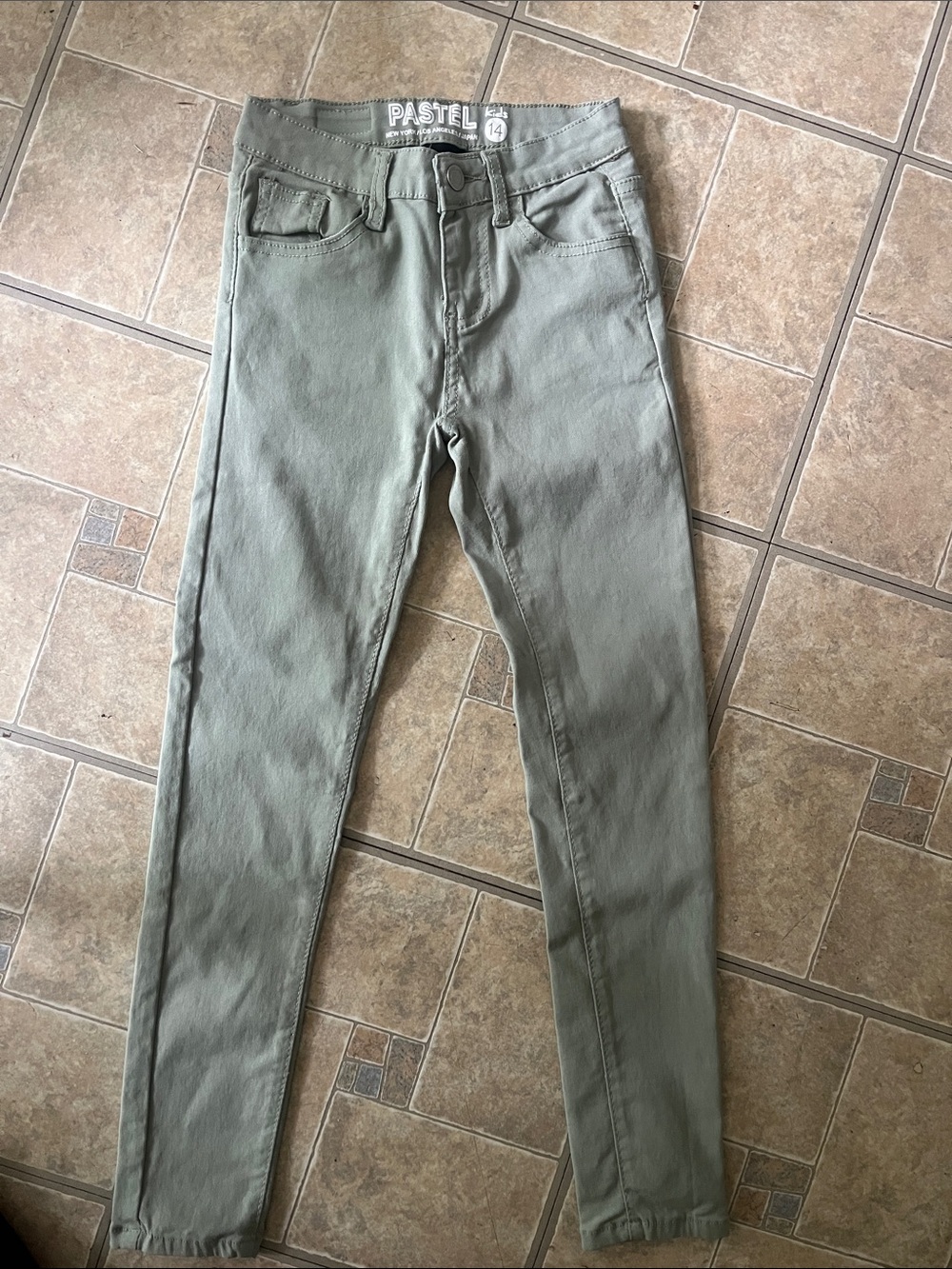Pastels Skinny girls Jeans in size 14 .Sage Green